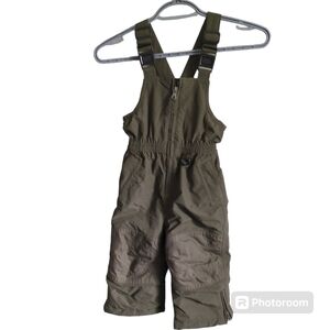 LANDS END Kids Olive Green Snow Bib‎ Sz 2T Waterproof Iron Knees Ski Snow…